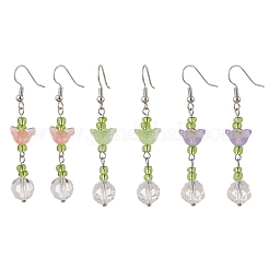 Glas Blume baumeln Ohrringe&nbsp;EJEW-JE06537