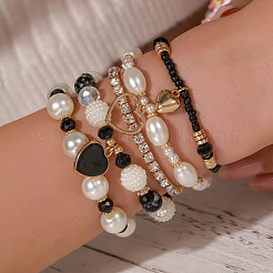 5 bracciale elastico in 5 stili con strass di cristallo&nbsp;FS-WG170EC-02