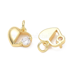 Pendentifs en laiton micro pavé de zircone cubique transparent pour la saint-valentin&nbsp;KK-D289-30C-G