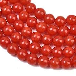 Naturels teints en blanc perles de jade brins&nbsp;GG-CBAEB22-B01-8mm-06
