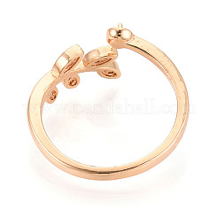 Blattform Messing Micro Pave klare Zirkonia Cup Peg Ring Einstellungen&nbsp;KK-T076-15G