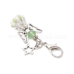 Decorazioni pendenti in lega e perline di vetro a forma di angelo&nbsp;HJEW-MZ00192-03
