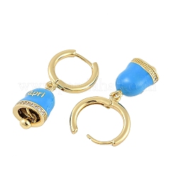Boucles d'oreilles créoles cloche en laiton et émail pour femme&nbsp;EJEW-U015-25G-F