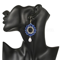 Perle di vetro in ottone ciondolano gli orecchini&nbsp;EJEW-MZ00764-01