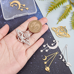 6 pièce 6 styles 201 pendentifs en acier inoxydable&nbsp;STAS-UN0034-03