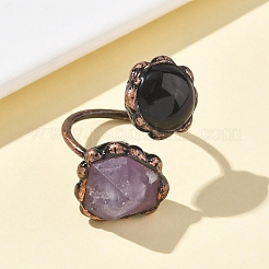 Natürliche Amethyst- und Obsidianringe&nbsp;RJEW-B122-04R-03