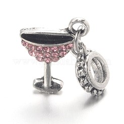 Encantos colgantes europeos de rhinestone de vidrio de aleación de gran agujero&nbsp;MPDL-L013-14