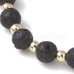 Stretcharmbänder aus natürlichem Bernstein und Lavasteinperlen für Damen&nbsp;BJEW-JB13383-01