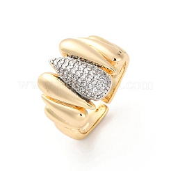 Anelli da dito con polsino in ottone micro pavé di zirconi cubici trasparenti per donna&nbsp;RJEW-C116-16G