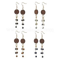 Naturale pietra mista orecchini pendenti&nbsp;EJEW-JE06987