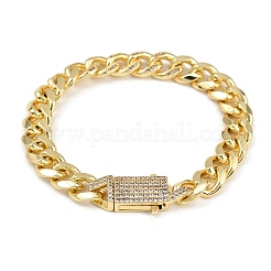 Messing-Mikropflaster-Kette mit klaren Zirkonia-Kubikkettenarmbändern für Damen&nbsp;BJEW-F504-09G