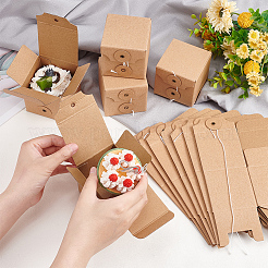 Scatole pieghevoli quadrate in carta kraft&nbsp;CON-WH0094-09