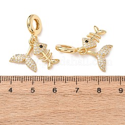 Anhänger aus ozeanmessingfarbenem Mikropavé mit klaren Zirkonia im europäischen Stil&nbsp;KK-H278-03G-02