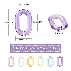 600pcs 6 Farben transparente Acrylverbindungsringe&nbsp;TACR-CJ0001-35