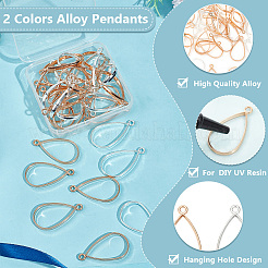 60 pieza de colgantes con bisel abierto en aleación de 2 colores&nbsp;FIND-OC0003-36