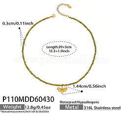 Collana da donna con ciondolo a forma di ape smaltata in acciaio inossidabile chirurgico 316L e zirconi cubici verdi sfaccettati.&nbsp;WG7DD53-01