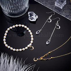 4 pz 2 colori 925 ciondoli a forma di luna in argento sterling micro pavé di zirconi cubici trasparenti&nbsp;STER-PH0004-58