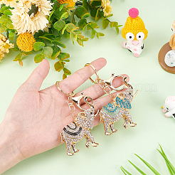 2 llavero con colgante de elefante esmaltado con rhinestone en 2 colores.&nbsp;KEYC-WR0001-39
