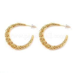 Orecchini a cerchio in ottone a forma di C testurizzati per donna&nbsp;EJEW-U055-19G