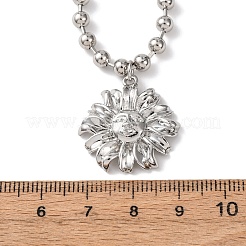 Halsketten mit Kugelkette und Blumenanhänger aus Messing&nbsp;NJEW-D348-01P