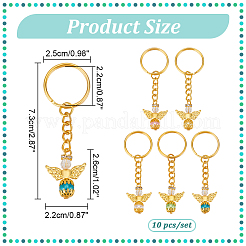 10 pz 10 colori in lega di stile tibetano angeltee con portachiavi con ciondoli in rilievo di perle d'imitazione in plastica abs&nbsp;KEYC-PH01510