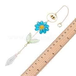 Abeja de aleación esmaltada y flor de vidrio atrapasueños&nbsp;HJEW-TA00475-04