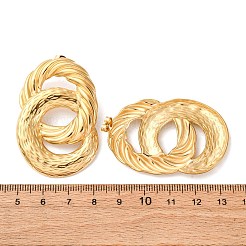 Strukturierte ovale Ohrstecker aus 304 Edelstahl&nbsp;EJEW-C149-02G