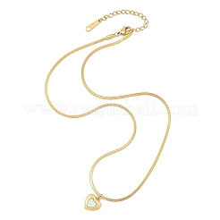 Colliers à chaîne serpent plate en acier inoxydable 304 avec pendentif en forme de cœur et coquillage plaqué ionique (IP) pour femmes&nbsp;NJEW-F328-07G