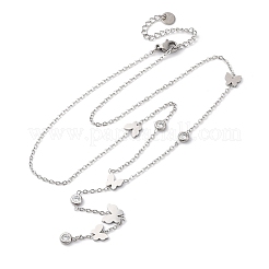 304 Edelstahl Kristall Strass Schmetterling Lasso Halsketten&nbsp;NJEW-R026-12P