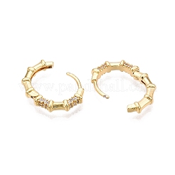 Bague avec boucles d'oreilles créoles en bambou et zircone cubique&nbsp;EJEW-N054-55G