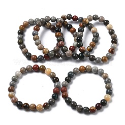 Bracelets extensibles en perles rondes d'agate alashan naturelle pour femmes&nbsp;BJEW-Z158-03M-03