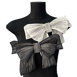 Großer Kragenbesatz mit dekorativer Organza-Stickerei und Schleife&nbsp;AJEW-WH0518-41A