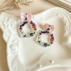 Orecchini pendenti a perno in acrilico con stampa Halloween&nbsp;FS-WG5A8F3-01