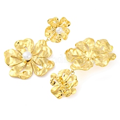 Boucles d'oreilles pendantes en forme de fleur en acier inoxydable 304 pour femmes&nbsp;EJEW-U023-04G-01