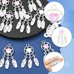6 Stück 3 Farben Rack-Plating-Legierung Strass-Anhänger&nbsp;FIND-YW0011-72