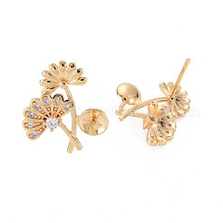 Messing Mikro pave klar Zirkonia Ohrstecker Zubehör&nbsp;KK-S364-037