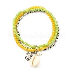 3 braccialetti elasticizzati da donna in vetro placcato e conchiglia in 3 colori&nbsp;BJEW-TA00381