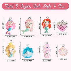 32 Stück 8 Stile undurchsichtige und transparente Harzanhänger&nbsp;RESI-SZ0001-93