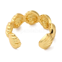 Anelli a polsino aperto in ottone a forma di conchiglia con placcatura a cremagliera per le donne&nbsp;RJEW-S242-04G