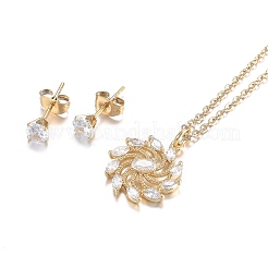 Ensembles de bijoux en strass en acier inoxydable 304&nbsp;SJEW-H301-10G
