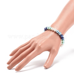 Bracciale elasticizzato da donna con perle tonde di perle di vetro&nbsp;BJEW-JB08388