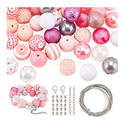 DIY Oktober Brustkrebs Pink Awareness Ribbon Thema Armband Schlüsselanhänger Anhänger Dekoration Herstellungsset&nbsp;DIY-PH0020-78