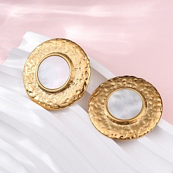 Pendientes de concha blanca natural de acero inoxidable 304&nbsp;EJEW-Z103-14G