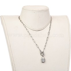 Collane con pendente in ottone micro pavé di zirconi chiari&nbsp;NJEW-JN02952