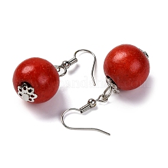 Handgefertigtes Set aus mehrlagigen Halsketten aus Holzperlen und baumelnden Ohrringen im Boho-Stil&nbsp;SJEW-A001-01A