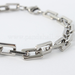 Bracelets à chaîne rectangulaires en acier inoxydable 201 résistant au ternissement&nbsp;LS-BJEW-N240-06P