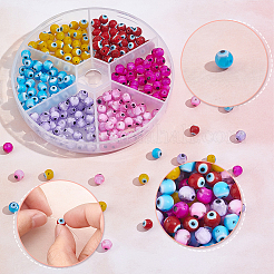 240 pz 6 colori fatti a mano malocchio lampwork perlina rotonda&nbsp;LAMP-NB0001-76A