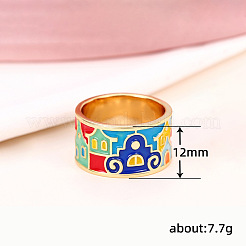 Bagues en laiton émaillé à motif de maison&nbsp;FS-WG03239-02