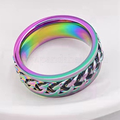 Anillo de dedo giratorio con cadena de acero inoxidable 201 para calmar&nbsp;RJEW-DJ0001-11A