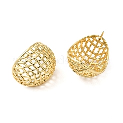Orecchini a bottone a cupola cava in ottone placcato a cremagliera da donna&nbsp;EJEW-Z019-18G